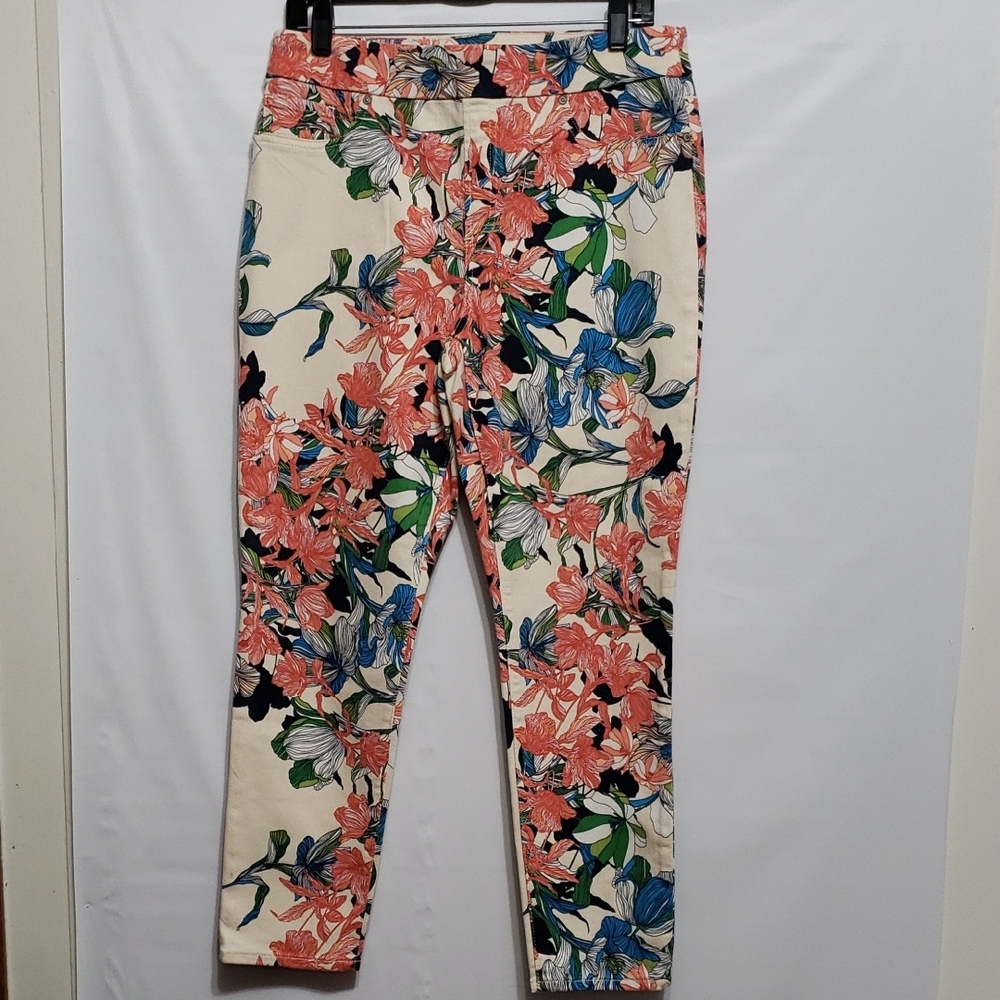 Chico's Multicolor Pull On Tropical Hippie Coastal‎ Women's 8R Ankle Jeggings